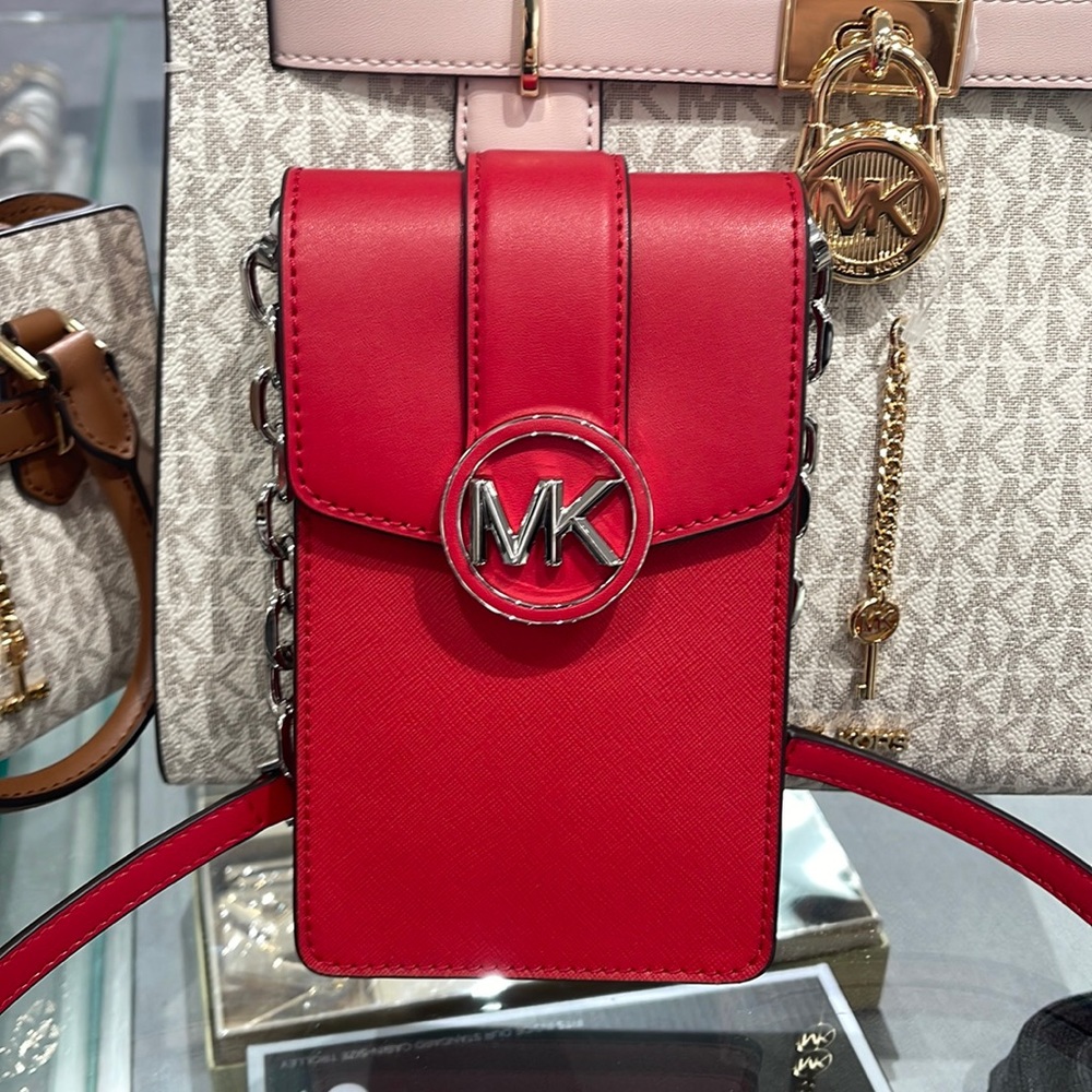 Michael Kors Carmen Small Logo Smartphone Crossbody Bag
 Bright Red
NWT